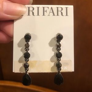 Trifari black drop dangle earrings